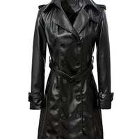 Women's Smarterious Long Coat Blazar Sheep Leather Jacket with 100% Polyester lining - Thumbnail 4