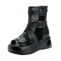 Mesh Sandals Women's Summer Slope Heel Fashion Fish Mouth Platform Roman Sandals F7510 - Thumbnail 2