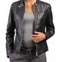 Women Genuine Real Lambskin Leather Jacket Ladies Slim Fit Biker Coat Front Full Zipper Closure-4