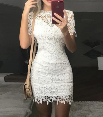 Women Round Neck Short Sleeve Hip Dress