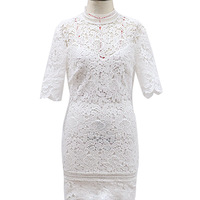 Women Round Neck Short Sleeve Hip Dress - Thumbnail 2