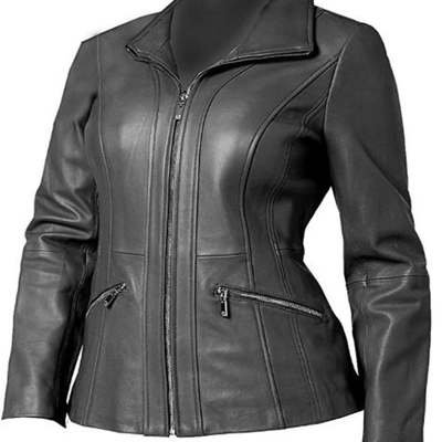 Women vintage bikers moto racing real lambskin leather blazar coat front full zipper closure black