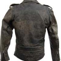 Retro style vintage look Leather Jacket Perfect for Biking 100% Real Leather Natural leather style - Thumbnail 1