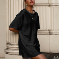 Casual Solid Color Round Neck Dress - Thumbnail 5