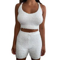 Sexy Casual Sling Solid Color Vest Shorts Two-Piece Set - Thumbnail 4