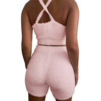 Sexy Casual Sling Solid Color Vest Shorts Two-Piece Set - Thumbnail 5