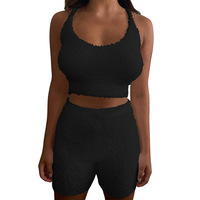 Sexy Casual Sling Solid Color Vest Shorts Two-Piece Set - Thumbnail 2