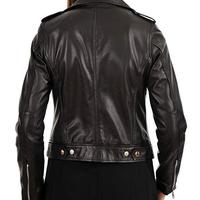 Women's Moto Biker Lambskin Leather Jacket Zipper closure Stylish Slimfit Winter Wear Black - Thumbnail 1