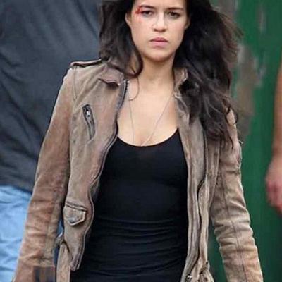 Fast & furious 7 michelle rodriguez distressed jacket viscose lining zipper cuff - Thumbnail 2