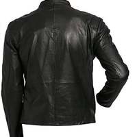 Womens Vintage Biker Cafe Racer Motorcycle Real Leather Jacket Black - Thumbnail 1