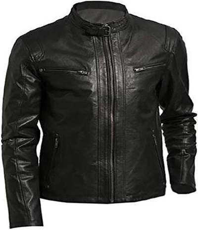 Womens Vintage Biker Cafe Racer Motorcycle Real Leather Jacket Black