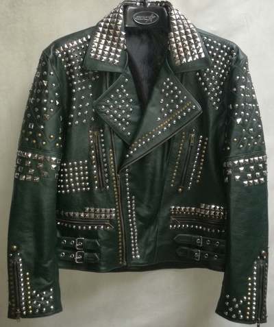 Fashion Jackets For Men Punk Style Studded Rock Style Real Leather Jacket All Sizes
