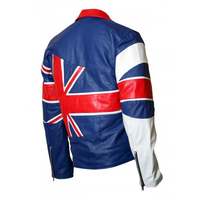 Women's Fashions British Flag Blue & Red Genuine Sheepskin Leather Jacket - Thumbnail 1