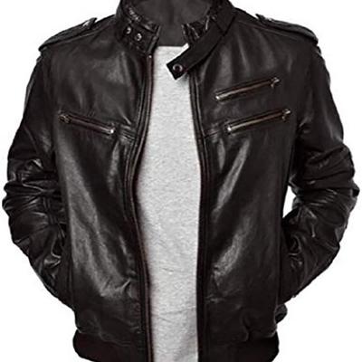 Vintage retro biker motorcycle racing premium leather jacket for men black