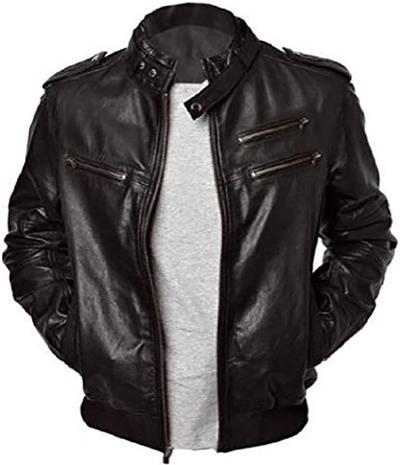 Vintage Retro Biker Motorcycle Racing Premium leather jacket for men Black
