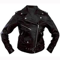 Black Motorcycle Biker Racing Leather Jacket Real Leather Jackets - Thumbnail 4