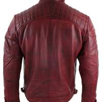 Mens Red Leather Jacket - Bomber Leather Jacket Personalized Moto Biker Jacket Bespoke Lambskin Vintage Jaacket - Thumbnail 1