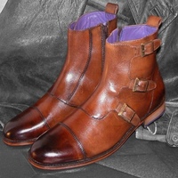 Best Men's Two Tone Tripple Buckle Best Cap Toe Ankle High Hiking Boot,Formal Wear Adult Boot  - Thumbnail 1