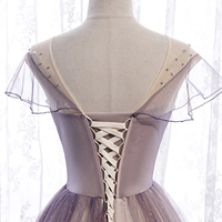 Elegant tulle sequins prom dress A line evening dress - Thumbnail 2