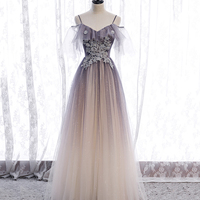 A line tulle lace long prom dress evening dress - Thumbnail 4