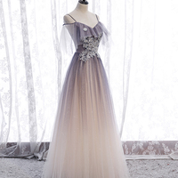 A line tulle lace long prom dress evening dress - Thumbnail 5