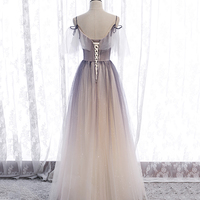 A line tulle lace long prom dress evening dress - Thumbnail 6