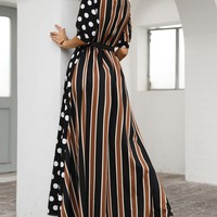 Striped Sexy Women'S Polka Dot Dress - Thumbnail 3