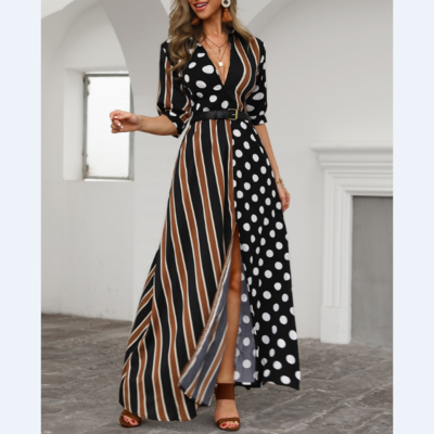 Striped sexy women's polka dot dress - Thumbnail 3