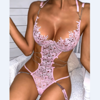 Sexy Lace Chain Bodysuit - Thumbnail 2