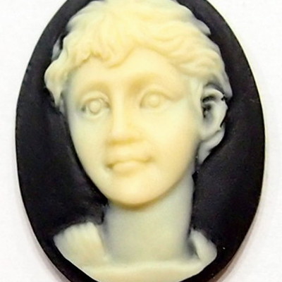 6 of 25x18 mm classic vintage young woman cameo portrait, short hair, cute, head slightly tilted left