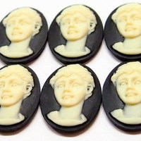 6 of 25x18 mm Classic Vintage Young Woman Cameo Portrait, Short Hair, Cute, Head slightly tilted left - Thumbnail 2