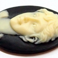 6 of 25x18 mm Classic Vintage Young Woman Cameo Portrait, Short Hair, Cute, Head slightly tilted left - Thumbnail 4