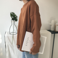 Free Shipping-PLAIN STYLE KNIT SWEATER - Thumbnail 2