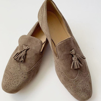 Handmade Best Selling Grey Tan Tussels Wing Tip Loafer Shoes - Thumbnail 1