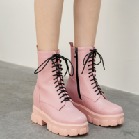 Martin Boots Women's Thin, Breathable, Versatile, Thick-soled, Height-Enhancing Short boots, High-top Flat Boots H7510 - Thumbnail 2