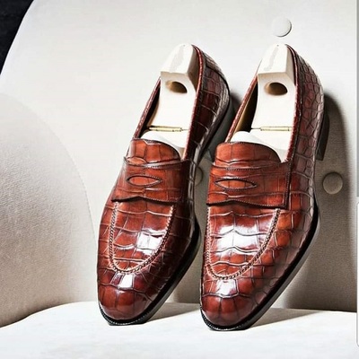 handmade men crocodile leather shoes, best crocodile leather shoes for men