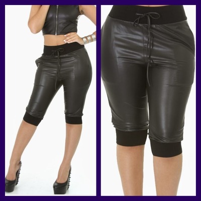 Black Faux Leather Capris