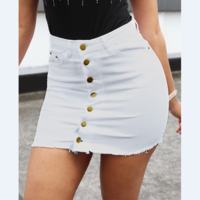 Single Breasted Pockets Fashion High Waist Skirt - Thumbnail 7