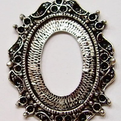 6 of 24x18 mm antique silver pendant very pretty for cameos or cabs, can use crystals