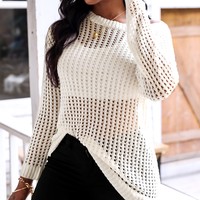 Fashion Hollow Long-Sleeved Shirt Tops - Thumbnail 1
