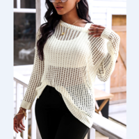 Fashion Hollow Long-Sleeved Shirt Tops - Thumbnail 3