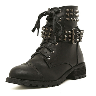 Womens studded combat boots
