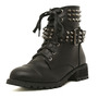 Womens Studded Combat Boots - Thumbnail 2