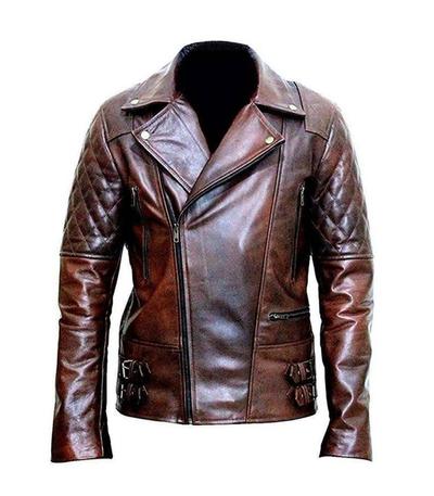 Real New Men's Handmade Biker Motorcycle Cafe Racer Distressed Brown Real Lambskin Real Genuine Leather Jacket Cowboy Men's jacket