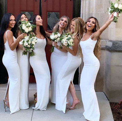 Sheath Long Split Side Bridesmaid Dresses for Wedding Party