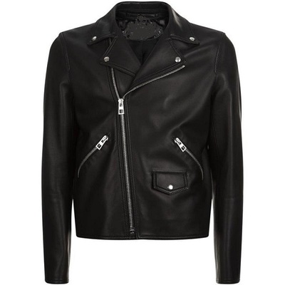 Real new genuine lambskin leather designer collection black biker motorcycle slim fit with zipped pocket,zipper,collar jacket
