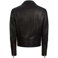 Real New Genuine Lambskin Leather Designer Collection Black Biker Motorcycle Slim Fit with Zipped Pocket,Zipper,Collar Jacket - Thumbnail 1