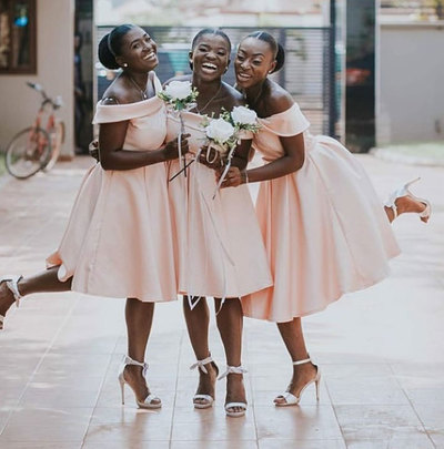 Knee Length Pink Bridesmaid Dresses under 100