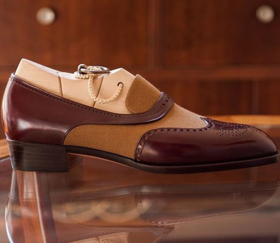 Classic wear comforts chocolate brown leather Wingtip brouges Moccasin handmade Men's shoes