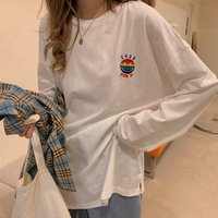 2020 Warm up Rainbow Smiley Face Embroidery T-Shirt - Thumbnail 2